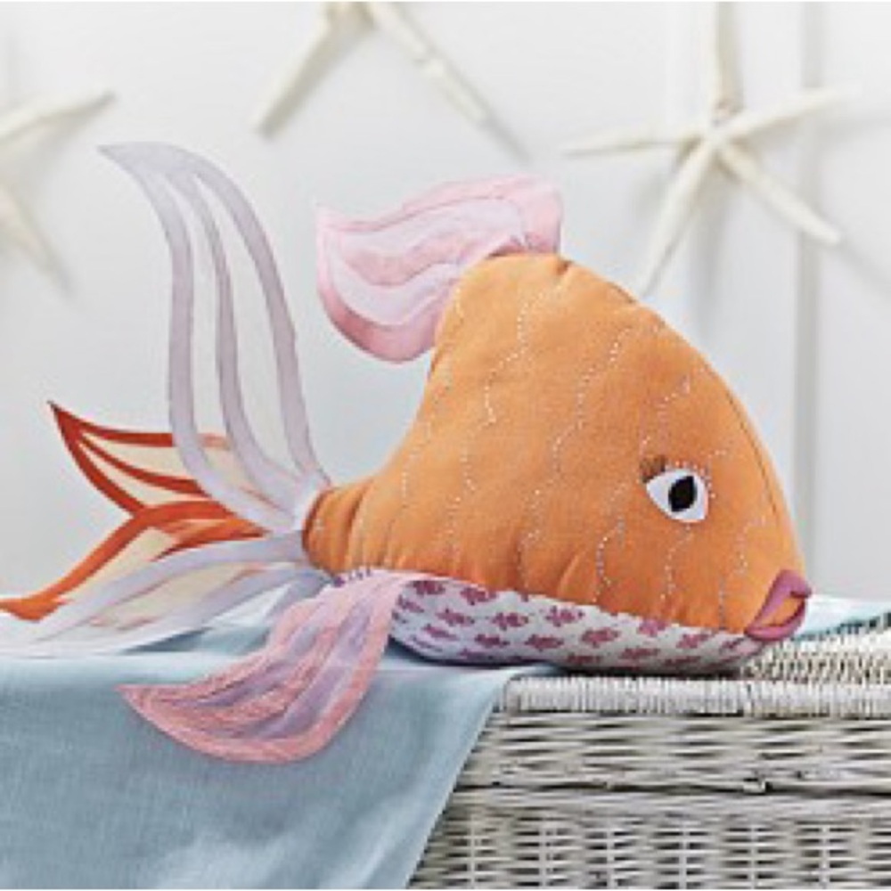 Pottery Barn Orange Plush Fish Toy
